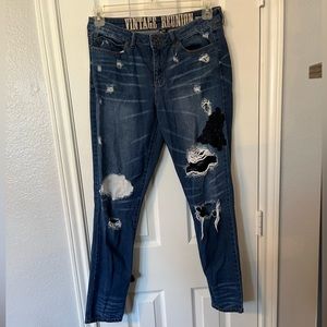 Vintage Reuinon Rewash Jeans with lace embroidery Sz 13 Jr